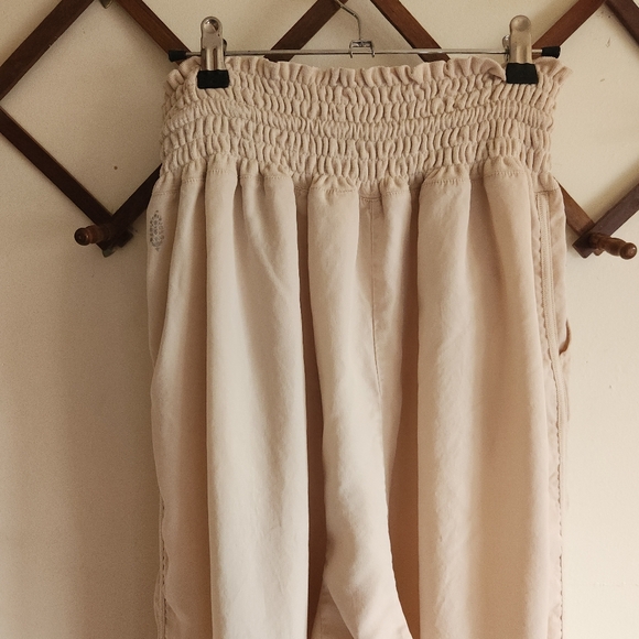 Free People Movement Mia Lounge Pant Lyocell Cream Wide-Leg Pant Medium - Picture 9 of 14
